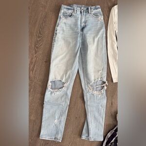 American Eagle Outfitters Light Blue Ripped Skinny Jeans 0
